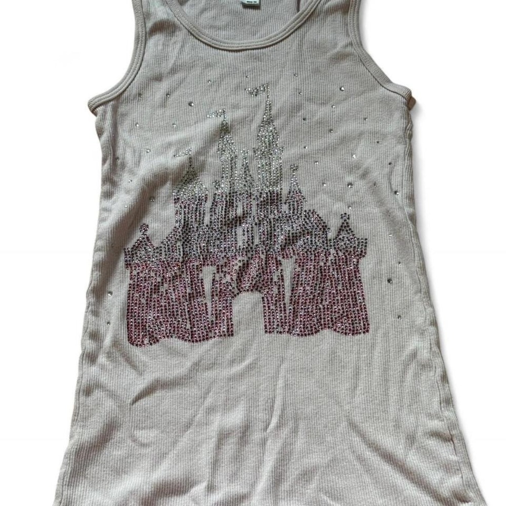 Y2K 2000s American Apparel Rhinestone pink castle tank top